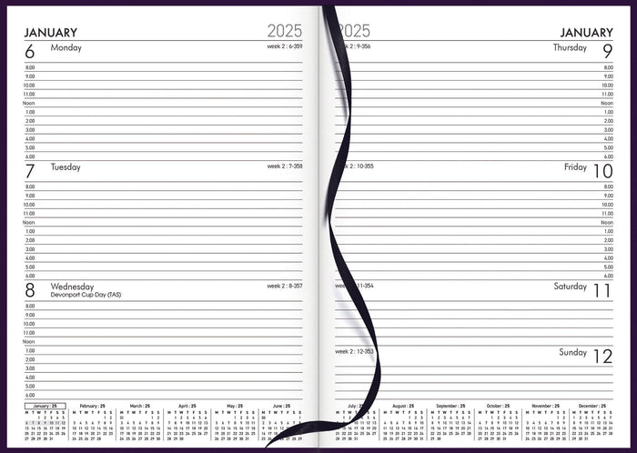 2025 Collins Rhapsody A53 Appointment Diary, Week To View, Soft Touch Skiver PU Cover, Maroon, 148mm x 210mm CX11927584