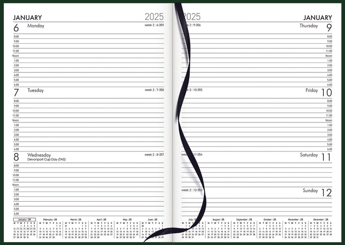 2025 Collins Rhapsody A53 Appointment Diary, Week To View, Soft Touch Skiver PU Cover, Racing Green, 148mm x 210mm CX11927586