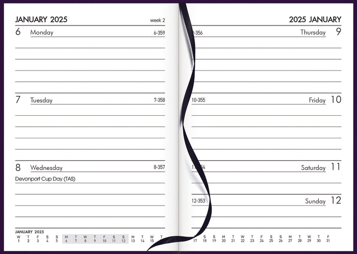 2025 Collins Rhapsody A73 Diary, Week To View, Soft Touch Skiver PU Cover, Maroon, 74mm x 105mm CX11927518
