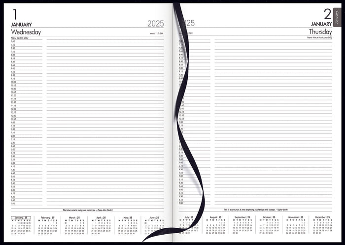 2025 Collins Windsor A41 Diary, Day Per Page, Black, 210mm x 297mm CX441420