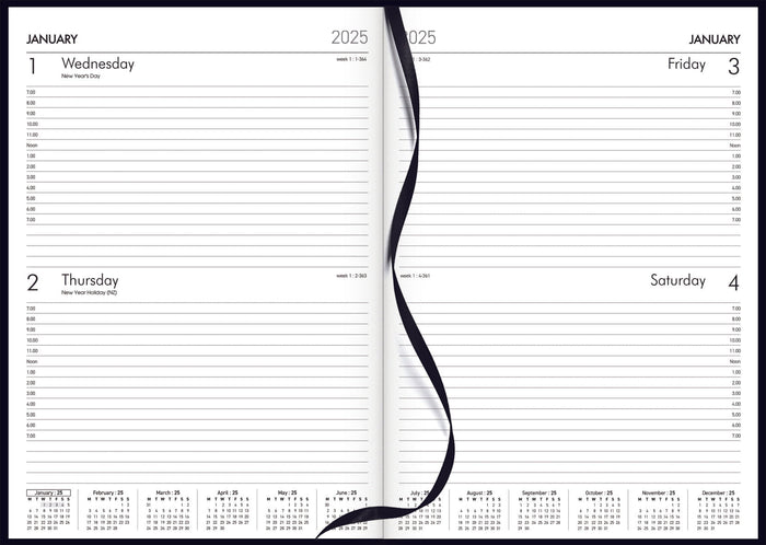 2025 Collins Windsor A42 Diary, Two Day Per Page, Black, 210mm x 297mm CX441426