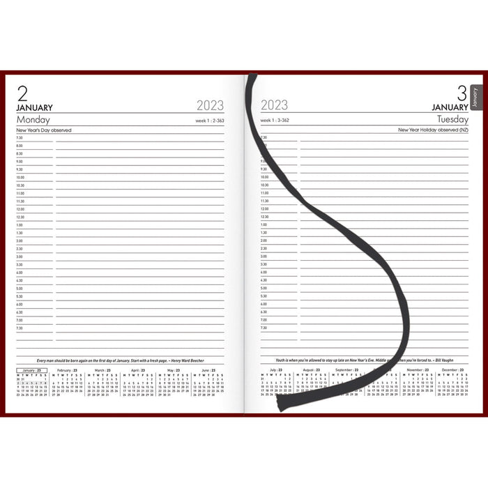 2025 Collins Windsor A51 Diary, Day To Page, Red, 148mm x 210mm CX441431