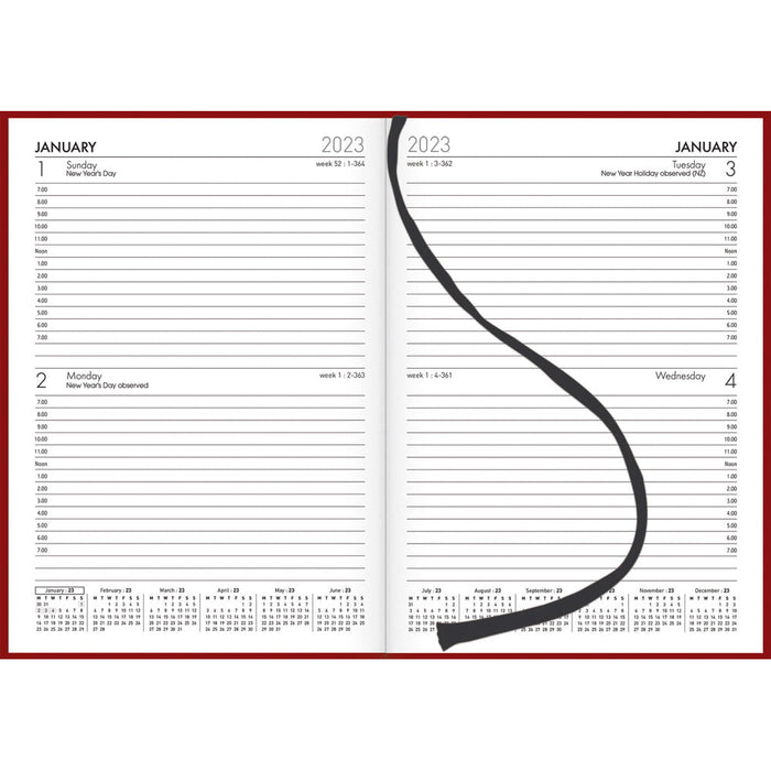 2025 Collins Windsor A52 Diary, Two Day Per Page, Red, 148mm x 210mm CX441437