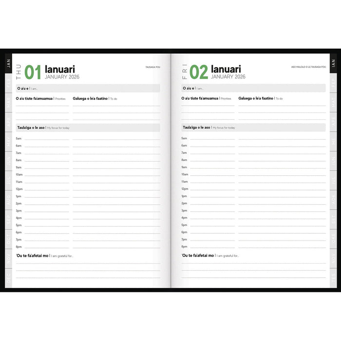 2026 B51 Tuhi Diary, Day Per Page, Samoan Green, 170mm x 240mm CX12436415