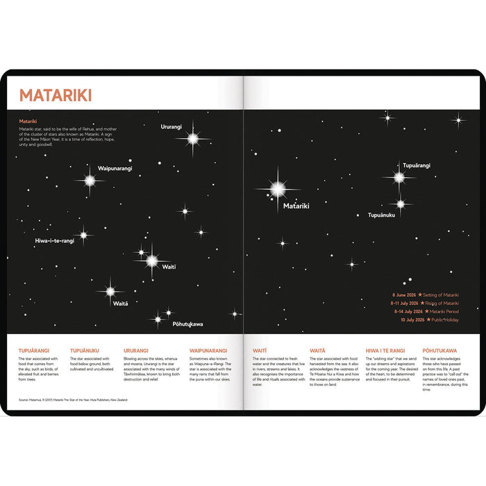 2026 B53 Tuhi Diary, Week to View, Premium Mahere a Wiki Black & Gold, 170mm x 240mm CX12436405