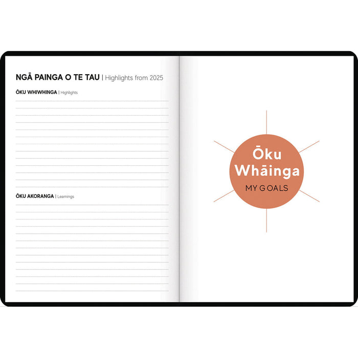 2026 B53 Tuhi Diary, Week to View, Premium Mahere a Wiki Black & Gold, 170mm x 240mm CX12436405
