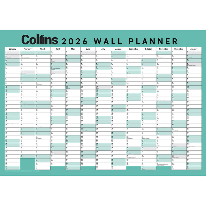 2026 Collins A2 Wallplanner, Unlaminated, 420mm x 594mm CX438175