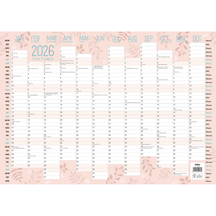 2026 Collins A3 Designer Unlaminated Wall Planner, 297mm x 420mm CX150645