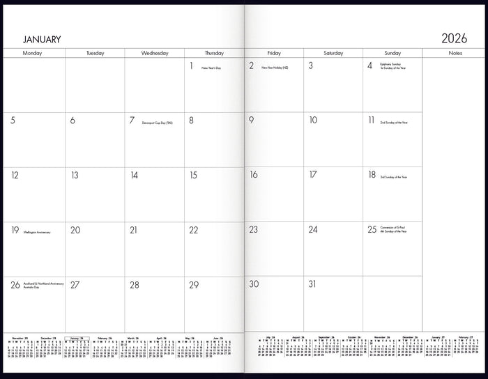 2026 Collins A4 Monthly Diary/Planner, PVC Cover, Black CX441575