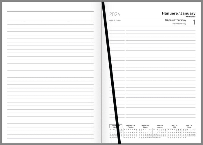 2026 Collins A51 Bilingual English/Te Reo Diary, Day to Page, 148mm x 210mm CX378390