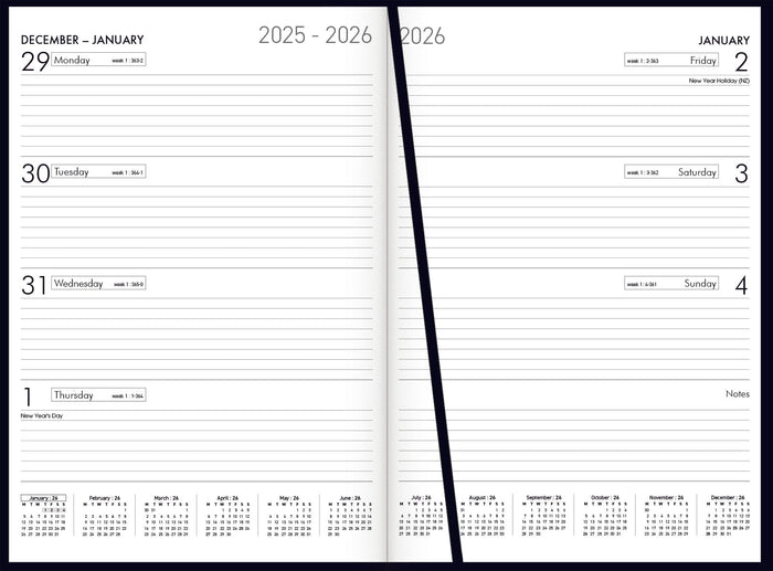 2026 Collins Diary A43 Week to View, Black, 210mm x 297mm CX438044