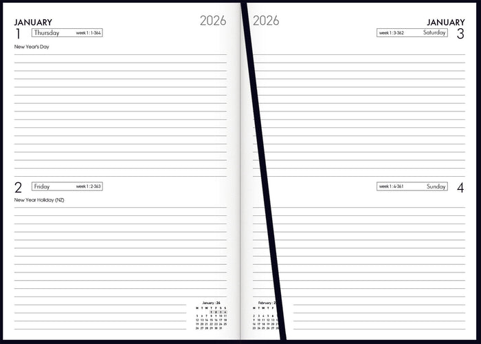 2026 Collins Diary A52, Two Day Per Page, Black, 148mm x 210mm CX438075