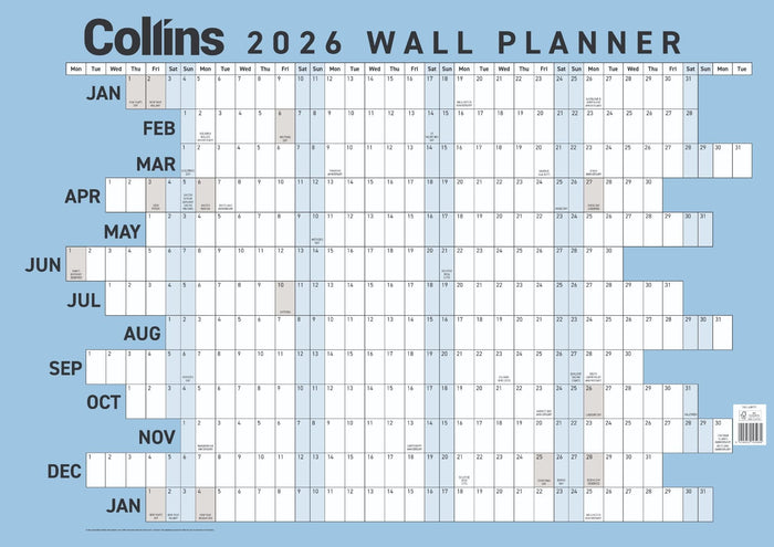 2026 Collins Laminated Wall Planner, 700mm x 900mm CX438177