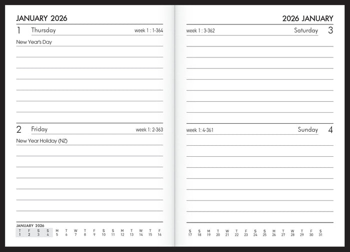 2026 Collins Pocket Diary A72, Two Days Per Page, Black, 74mm x 105mm CX438125