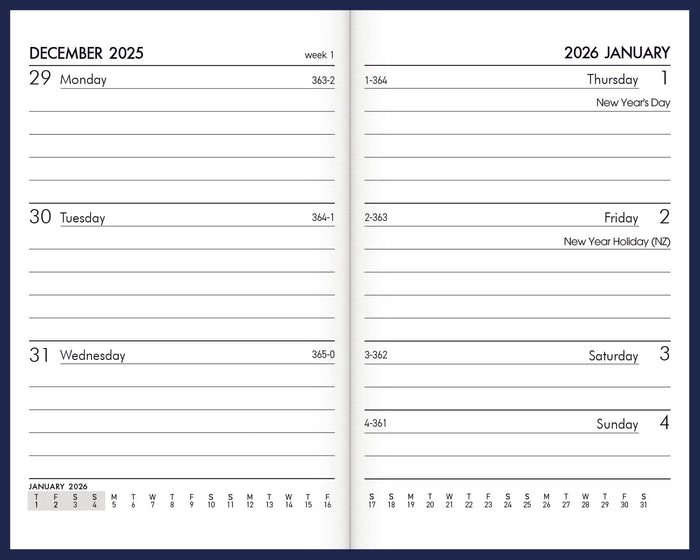 2026 Collins Pocket Diary A73P, Week To View, PVC Cover, Navy, 74mm x 105mm CX438130
