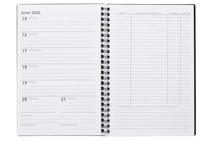 2026 Cumberland A5 Casebound Student Diary, Week To View, Black AO57SDBK26