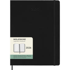 2026 Moleskine 190mm x 250mm Hard Cover Diary plus Notes, Week To View, Black CX1001701