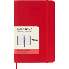 2026 Moleskine 90mm x 140mm Coft Cover Pocket Diary, Day Per Page, Scarlet Red CX1001728
