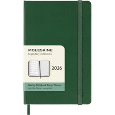2026 Moleskine 90mm x 140mm Hard Cover Pocket Diary plus Notes, Week To View, Myrtle Green CX1001734