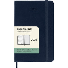 2026 Moleskine 90mm x 140mm Hard Cover Pocket Diary plus Notes, Week To View, Sapphire Blue CX1001716