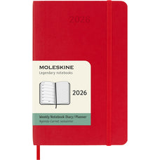 2026 Moleskine 90mm x 140mm Soft Cover Pocket Diary plus Notes, Week To View, Scarlet Red CX1001730