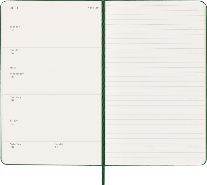 2026 Moleskine Diary 12 Month Weekly + Notes, Hard Cover, Myrtle Green, Large 130mm × 210mm CX1001735