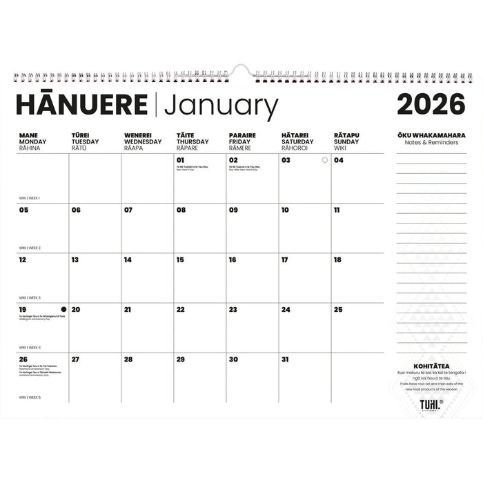 2026 Tuhi A2 One Month to View Maori Calendar, 594mm x 420mm CX12447493