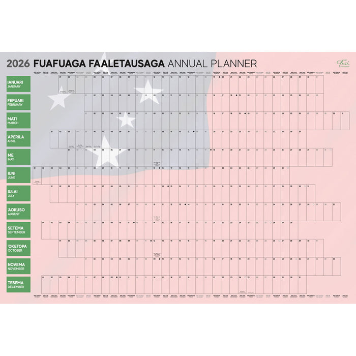 2026 Tuhi A2 Unlaminated Samoan Double Sided Wall Planner, 594mm x 420mm CX12447913