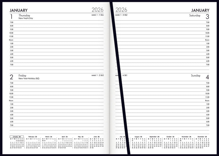 2026 Windsor A52 Diary, Two Days per Page, Black, 148mm x 210mm CX441015