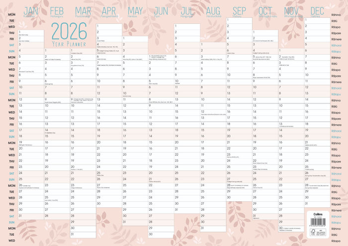 2026 Collins A2 Designer Wall Planner, Unlaminated