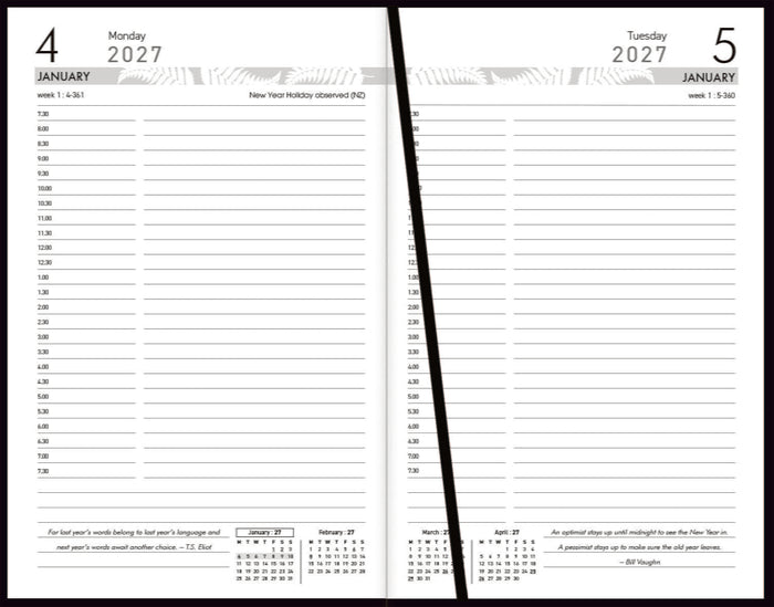 2027 Collins Diary 81PA Appointment Diary, Day Per Page, PVC Black Cover, 125mm x 195mm CX160243