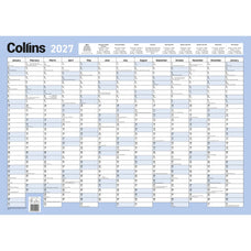 2027 Collins Laminated Wallplanner With Pen, 695mm x 495mm CX150684