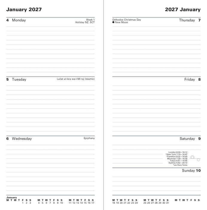 2027 Letts of London Principal Slim Week To View English Diary 88mm x 172mm x 17mm Red CX1002766