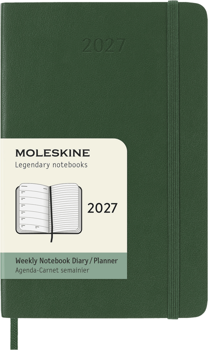 2027 Moleskine 12 Month Weekly + Notes Soft Cover Pocket Diary 90mm x 140mm Myrtle Green CX1002732