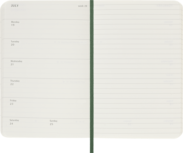 2027 Moleskine 12 Month Weekly + Notes Soft Cover Pocket Diary 90mm x 140mm Myrtle Green CX1002732