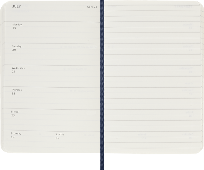 2027 Moleskine 12 Month Weekly + Notes Soft Cover Pocket Diary 90mm x 140mm Sapphire Blue CX1002733