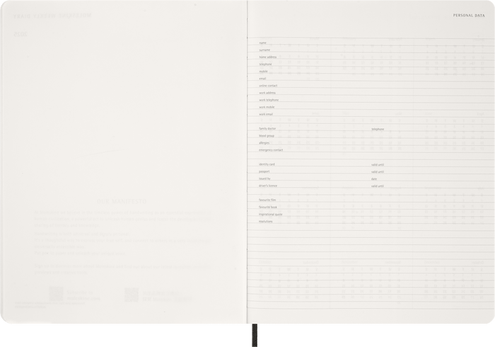 2027 Moleskine Essential 13 Month Soft Cover Vertical Weekly Planner XXL 216mm x 279mm Black CX1002743