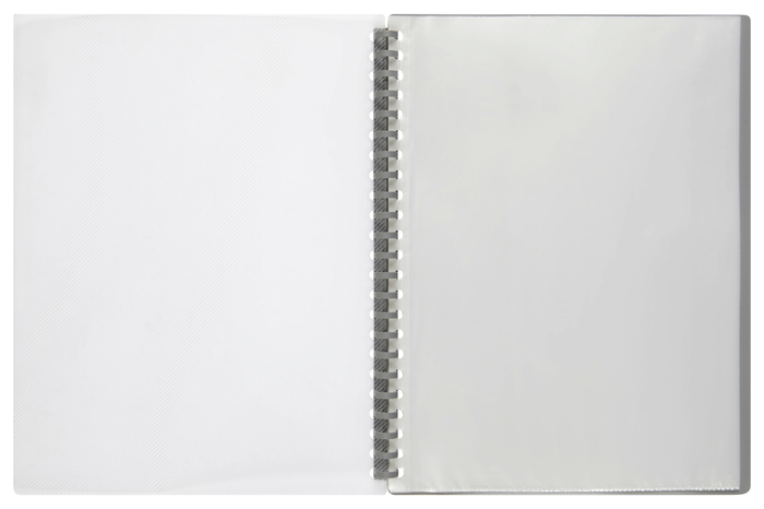 Marbig A4 20 Pocket Refillable Display Book, Clear Front, Grey Backing