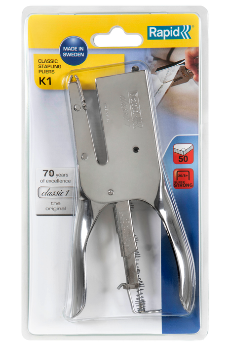 Rapid K1 Plier Stapler, Chrome, 50 Sheet