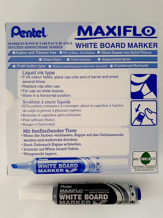 Pentel Maxiflo Whiteboard Marker Chisel Tip, Blue
