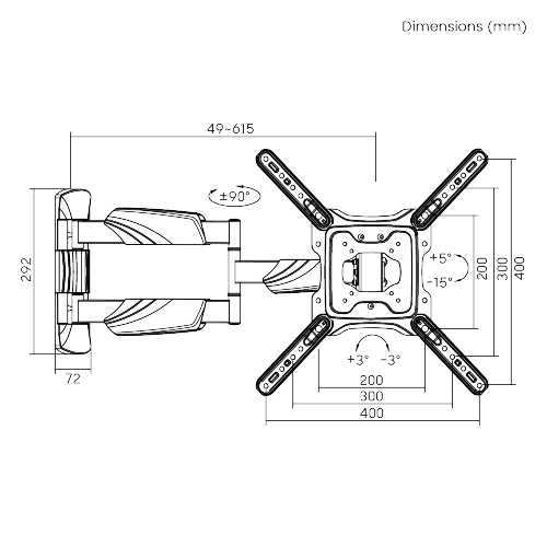 Brateck Cantilever 23-52" Articulated LCD Wall Mount Bracket