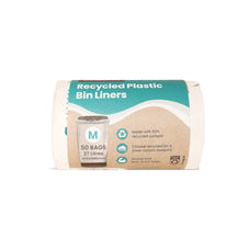 Ocean/Recycled Plastic Bin Liners 27L M, White, 40 Rolls x 50's (2000 bags)