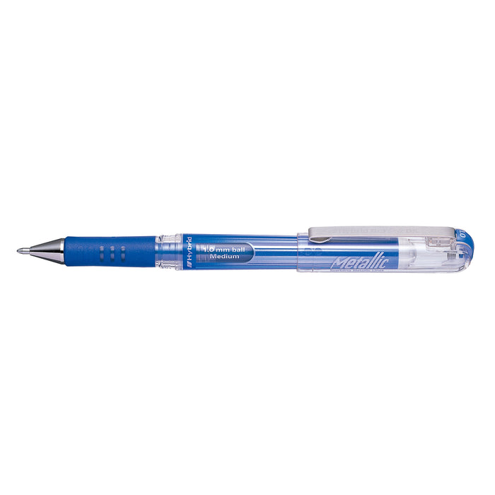 Pentel Hybrid Gel Grip Dx Gell Roller Pen Stick K230m 1.0mm Metallic Blue - Pack of 12