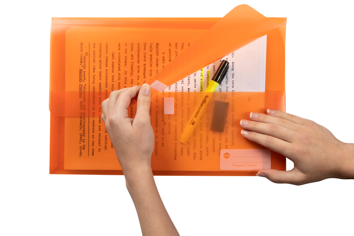 Marbig Foolscap Polypick Translucent Wallet Orange