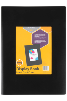 Marbig A3 20 Pocket Display Book, A4 Size Insertable Cover for Customisation