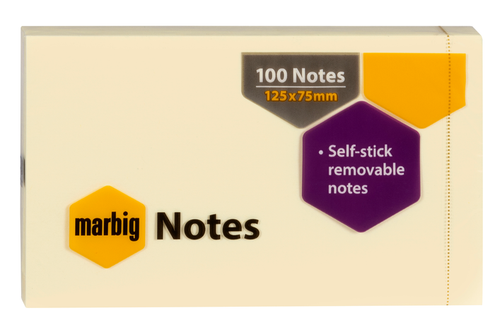 Marbig Sticky Notes 75 x 125mm x 12's Pack