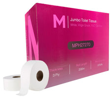 3 Ply 200 Metres Jumbo Toilet Tissue x 8 rolls MPH27270