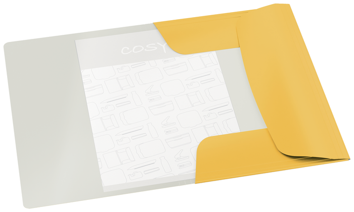 Leitz Cosy A4 Folder, 3 Flap, Elastic Closure, Yellow