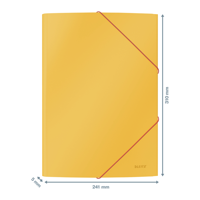 Leitz Cosy A4 Folder, 3 Flap, Elastic Closure, Yellow
