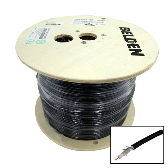 305m Roll RG6 Shielded Cable Black. 75ohm. 18AWG solid Core Foil and b ...